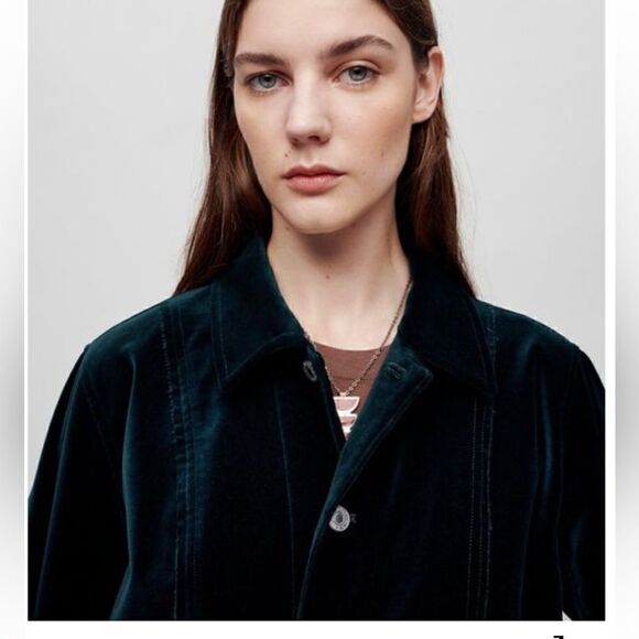 Re/Done VELVET CHORE JACKET in Navy Blue - Picture 3 of 11